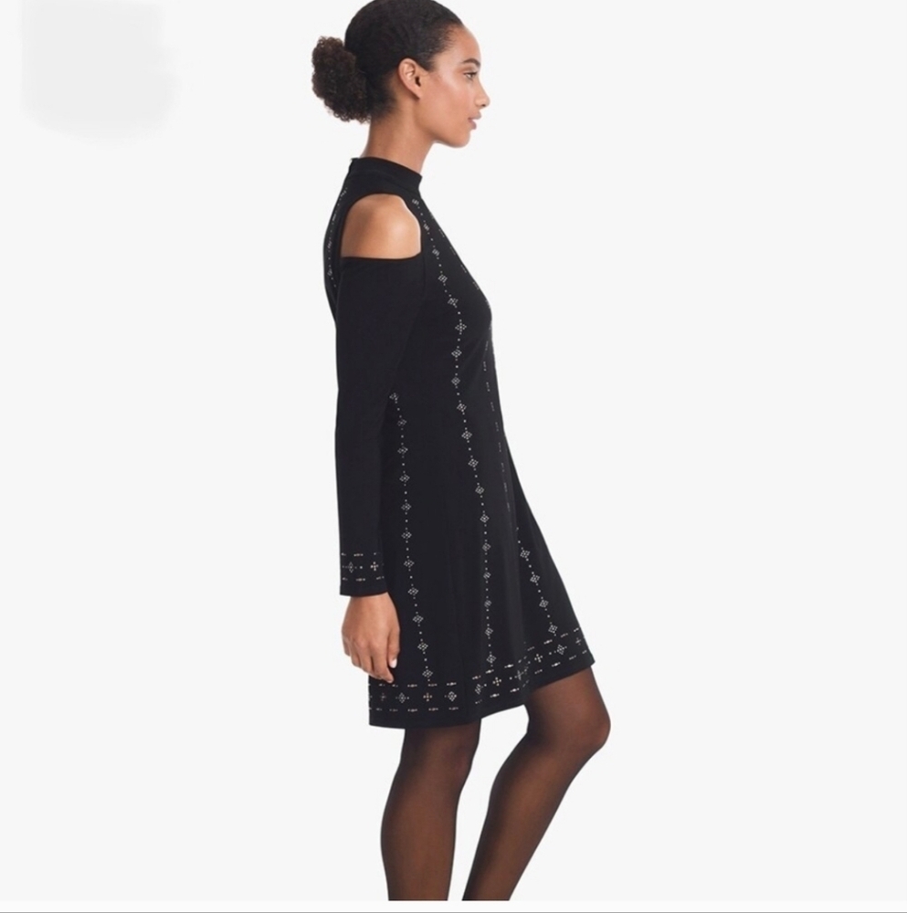 WHBM Cold Shoulder Embellished Dress Sz  S NWT MSRP $130 - Picture 3 of 10
